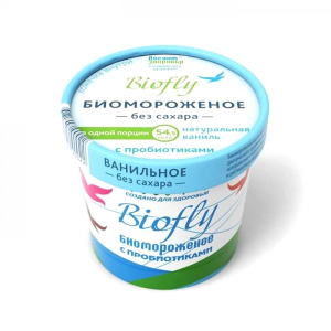 «BIOfly.Натуральная ваниль» без сахара, на фруктозе Биомороженое кисломолочное ванильное, бум.стакан — фото