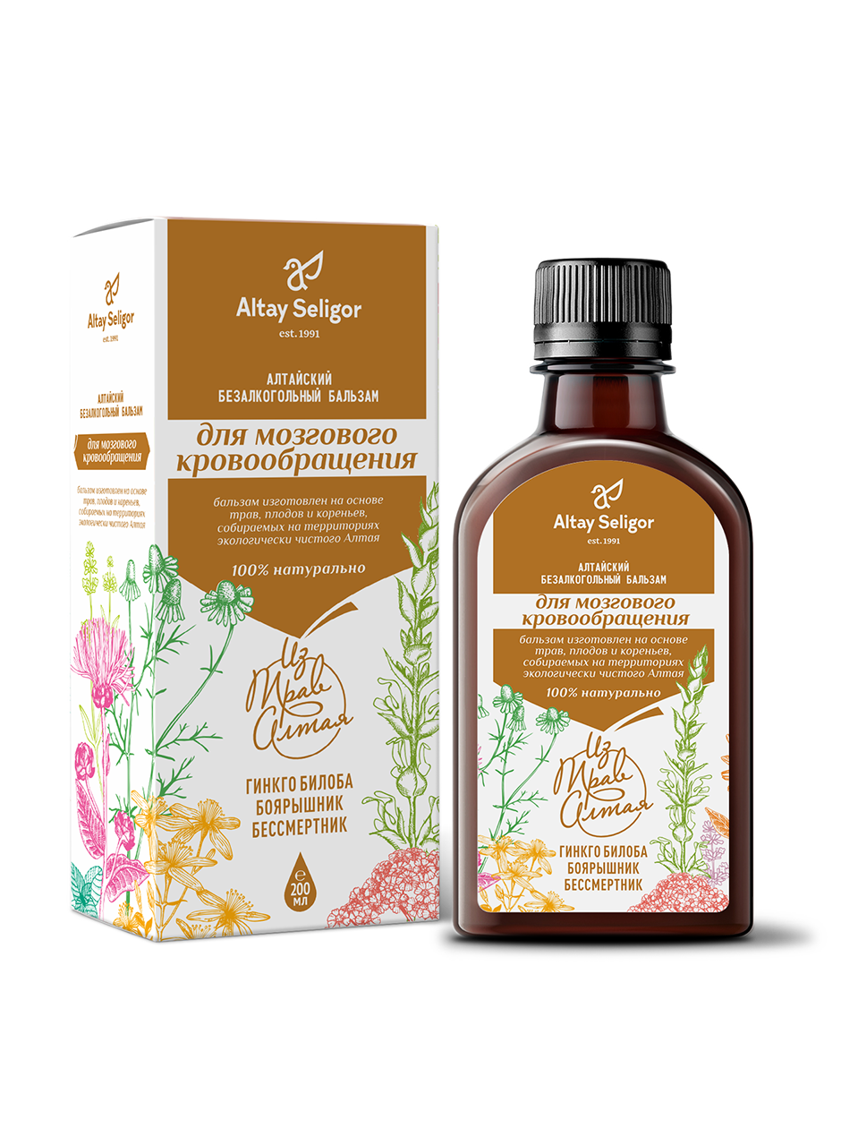 Алтайский безалкогольный бальзам Для мозгового кровообращения 0,200 мл пл — фото